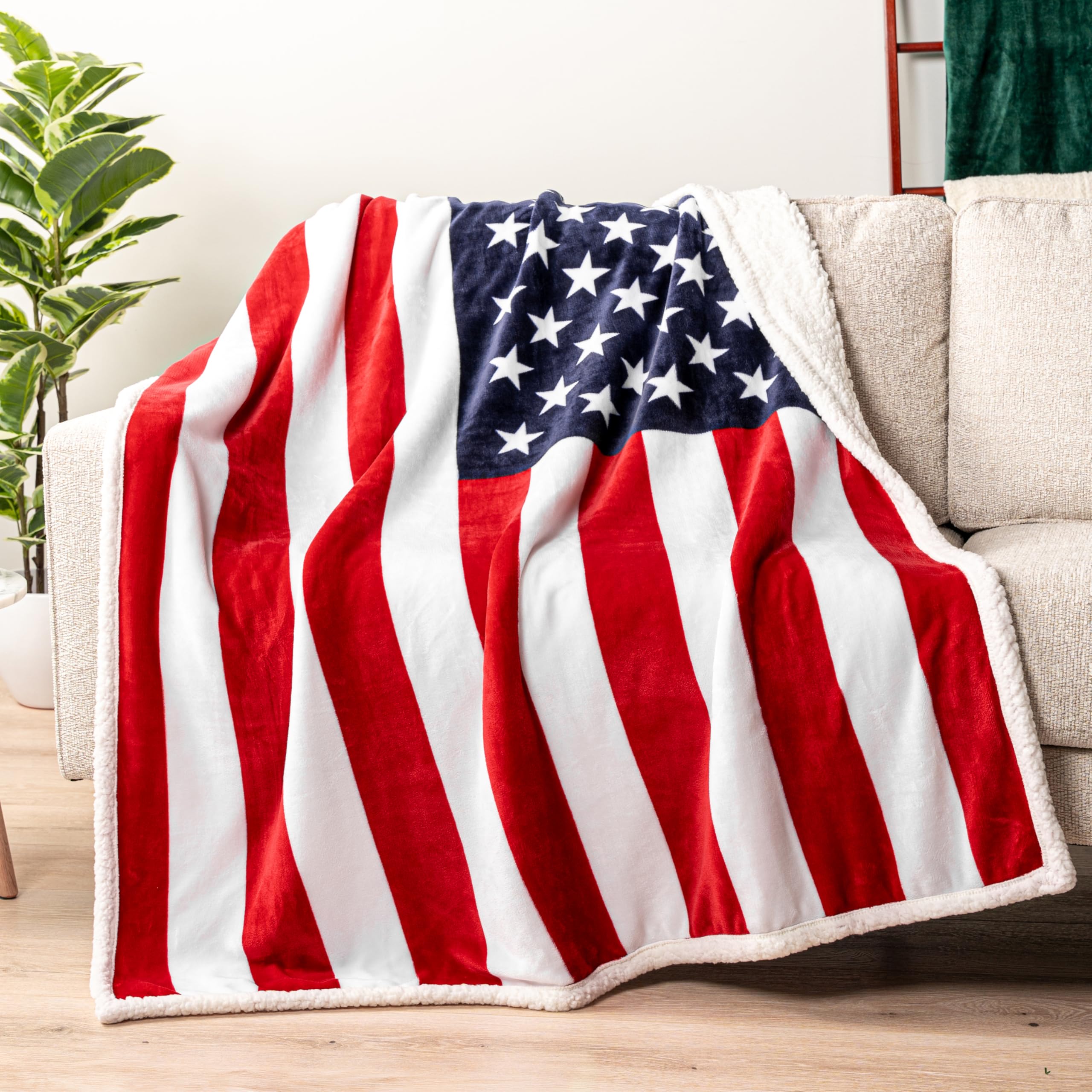 Pavilia Patriotic Blanket easy care demonstrates simple washing and care