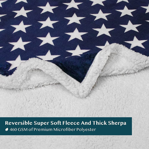 Pavilia Patriotic Blanket stitch detail highlights durable plush texture
