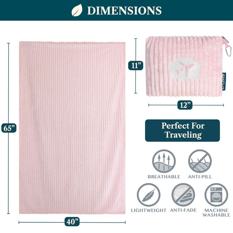 PAVILIA travel blanket in light pink delivers cozy comfort on planes, cars, or trains.