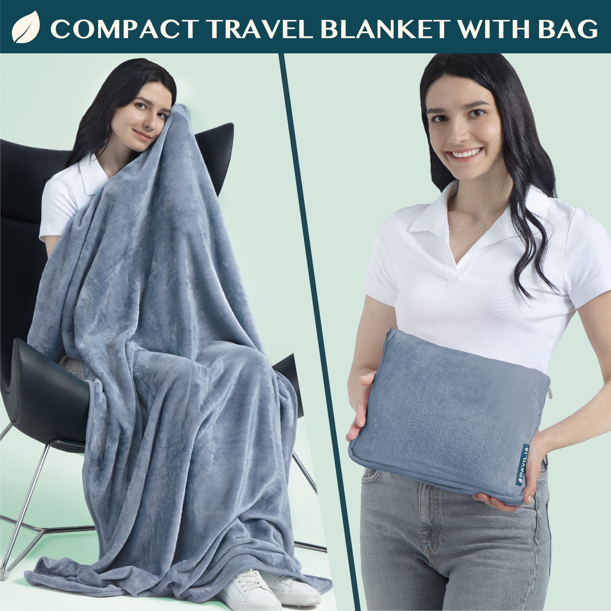 PAVILIA microfleece 260 GSM fabric feels soft and warm on long flights.