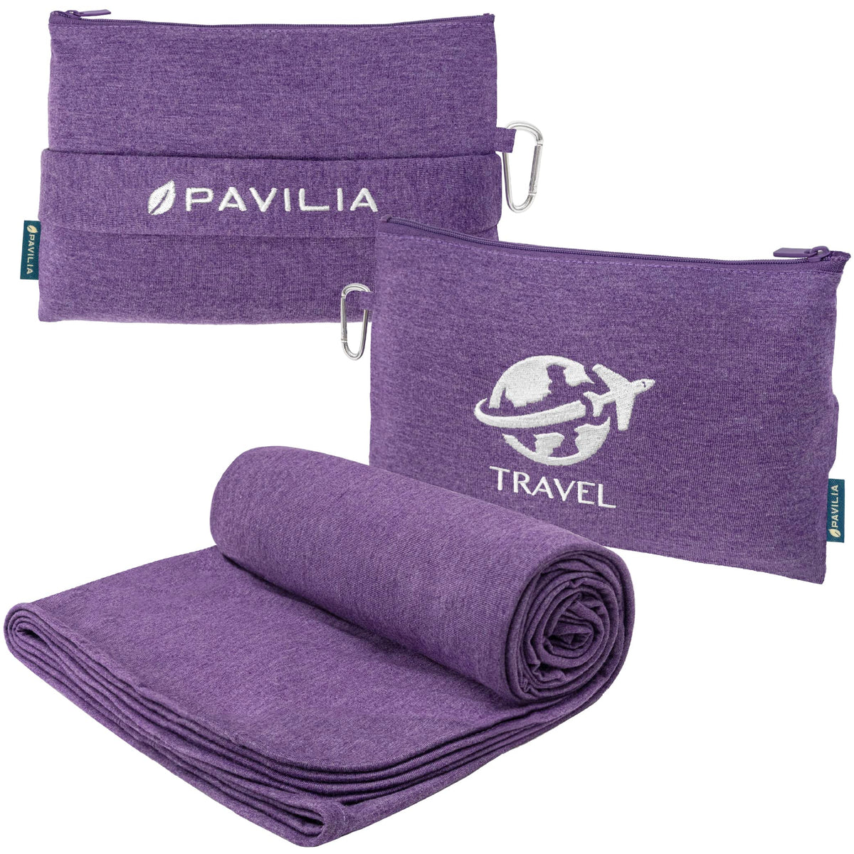 PAVILIA travel blanket unfolded 65x40 inches for warmth and comfort on journeys.