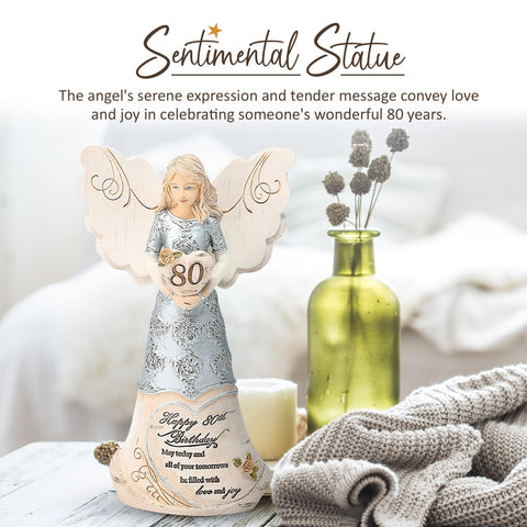 Pavilion Elements Angels guardian angel holding a heart with hand-painted details.