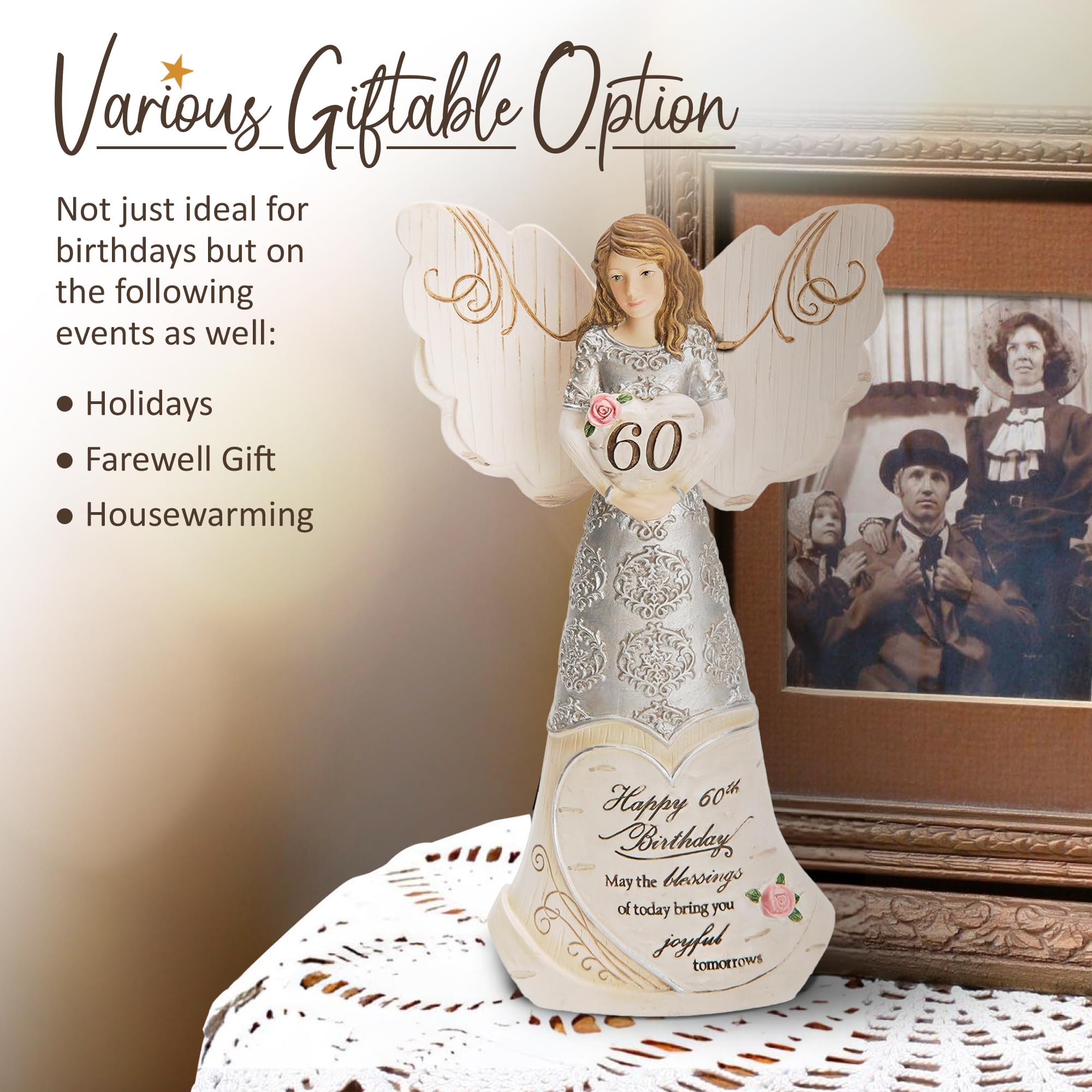 Collectible Pavilion Elements angel figurine suitable for gifting and angel-themed displays.
