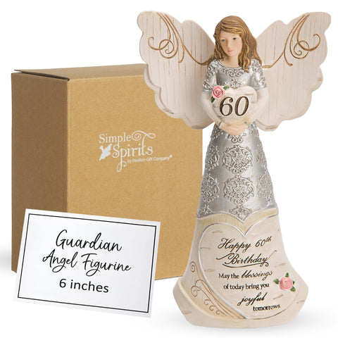 Pavilion Elements Guardian Angel Figurine with birchwood accents enhances warm indoor decor.