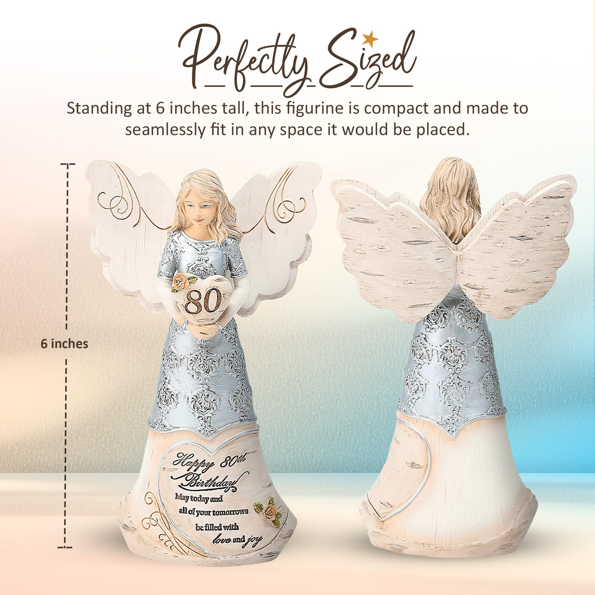 Pavilion silver-tone finish angel adds a refined touch to any shelf.