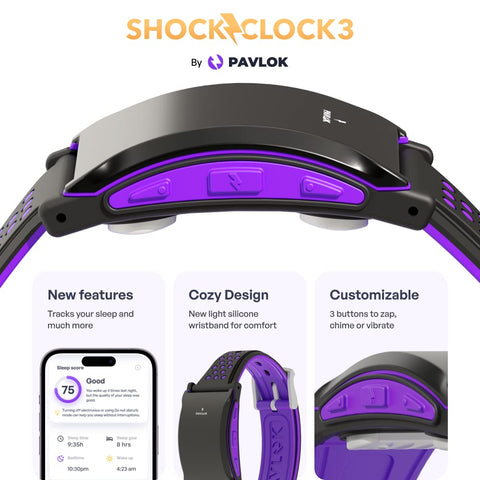Pavlok Shock Clock 3 silent alarm mode keeps you moving without disturbing others.