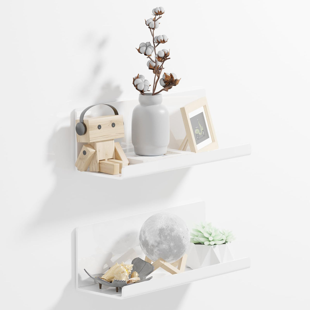 PAVSTINE acrylic wall shelf setup showing adhesive installation for clutter-free storage