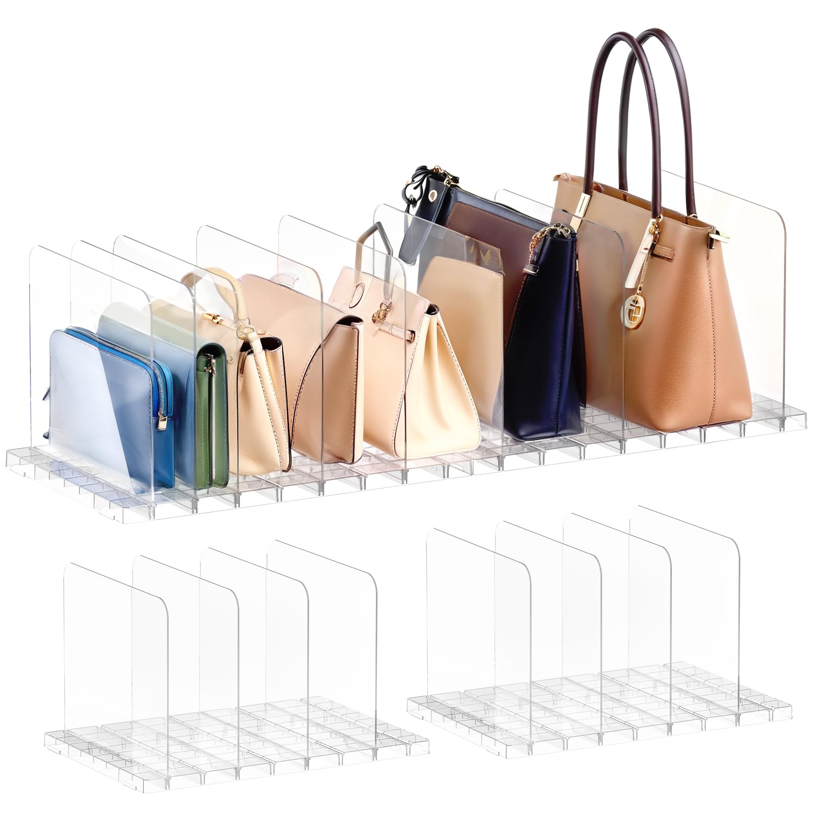 PAVSTINE Purse Organizer with clear shelf divider base for upright bags.