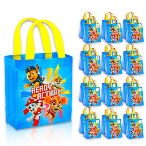 Paw Patrol party favor bags featuring Chase and friends for kids celebrations