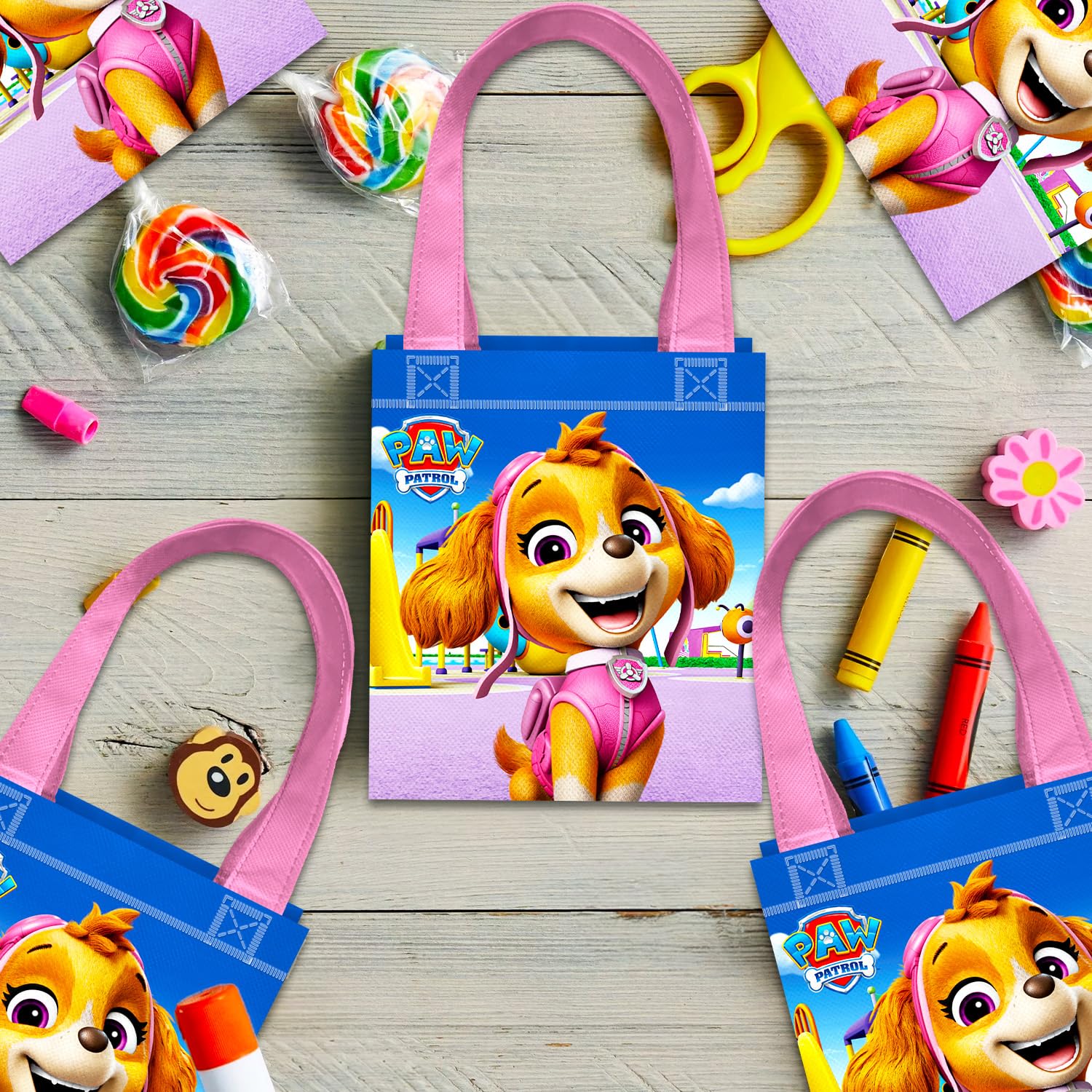 Paw Patrol Skye colorful artwork on each bag boosts party vibes.