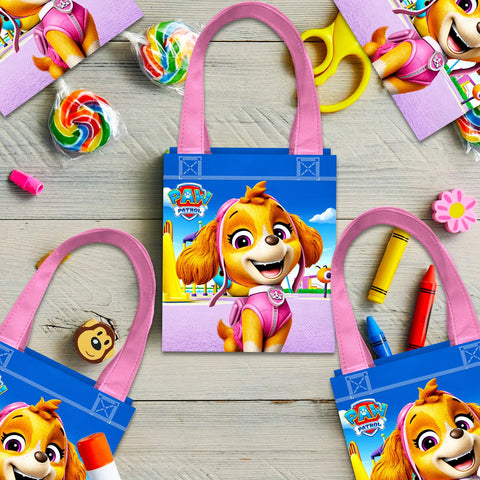 Paw Patrol Skye colorful artwork on each bag boosts party vibes.