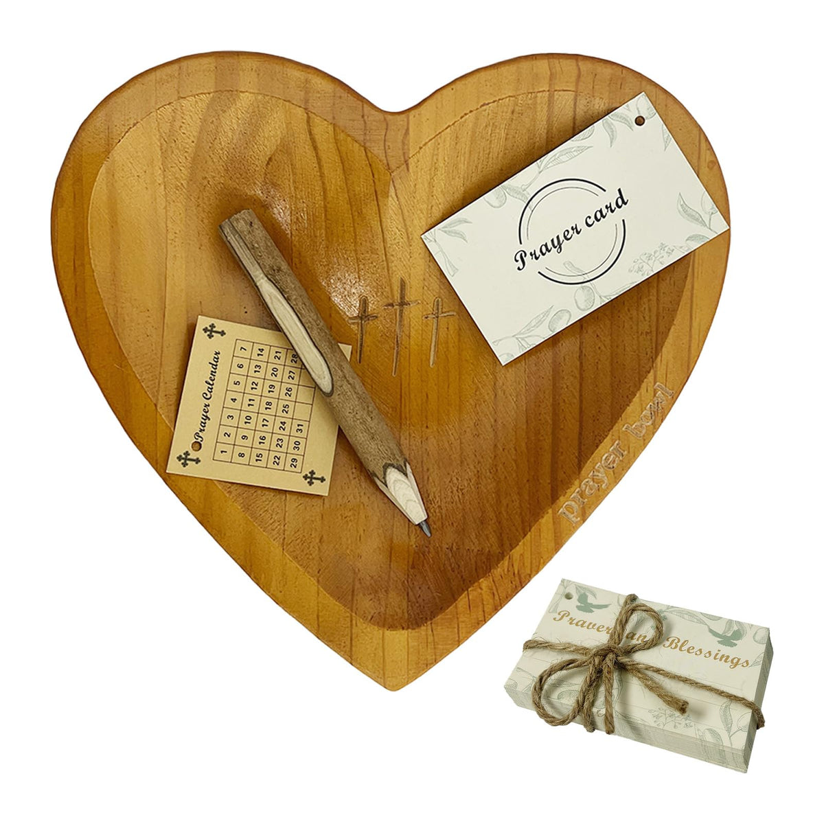 Pawnoc Heart Prayer Bowl close-up with cross, ideal for devotional spaces.
