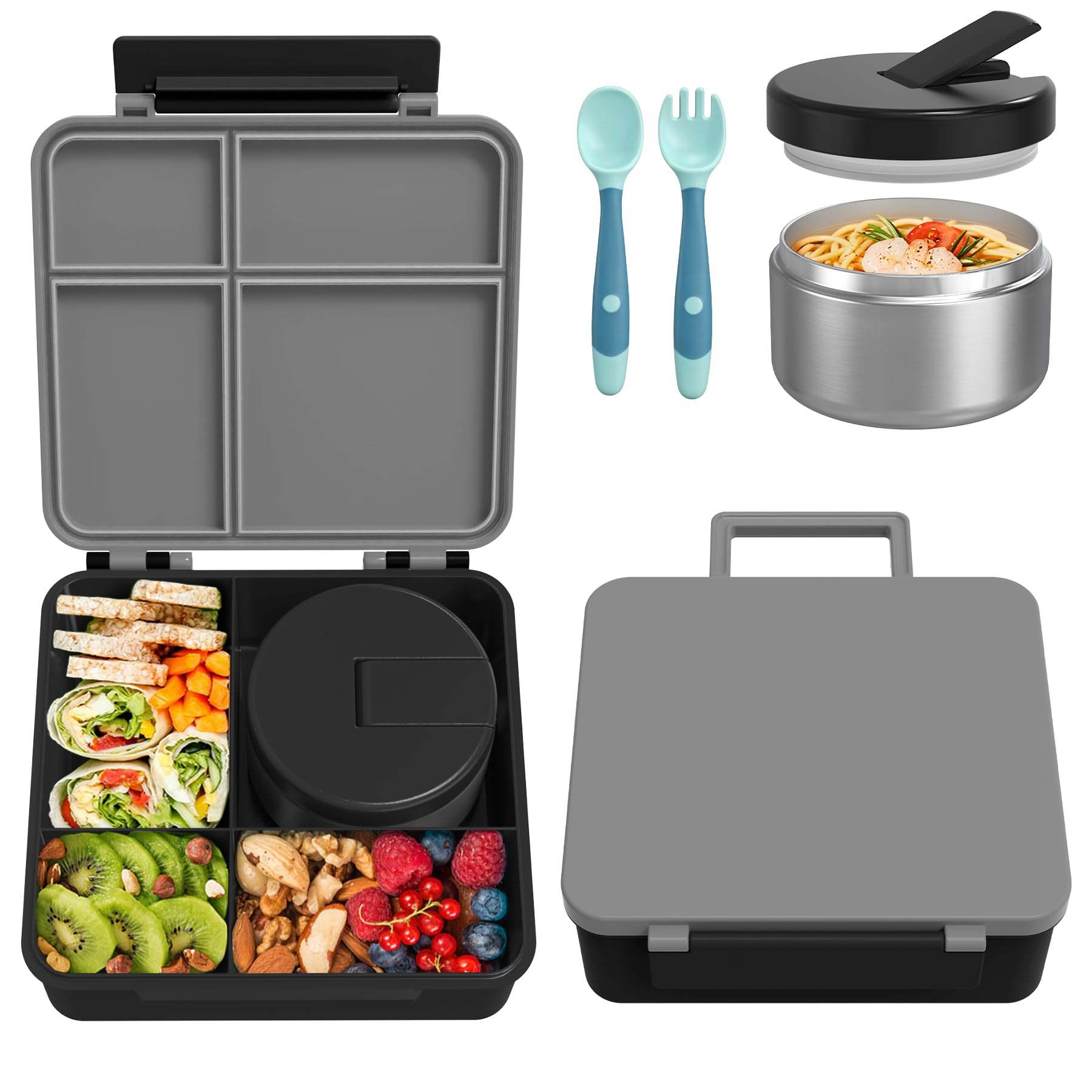 Pawtong bento lunch box with four compartments keeps meals organized for school.