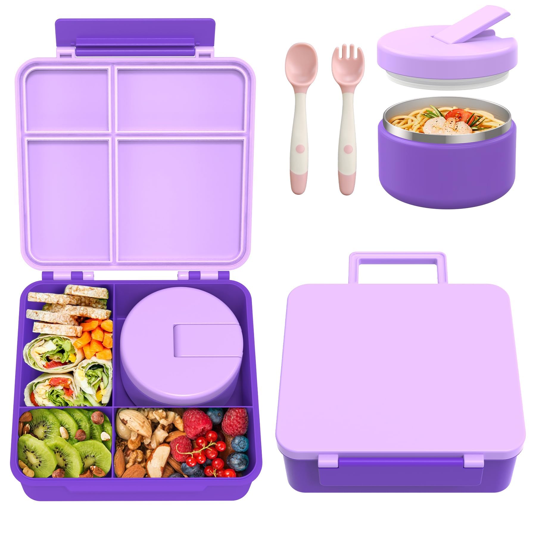 Pawtong bento lunch box with four compartments for organized meals