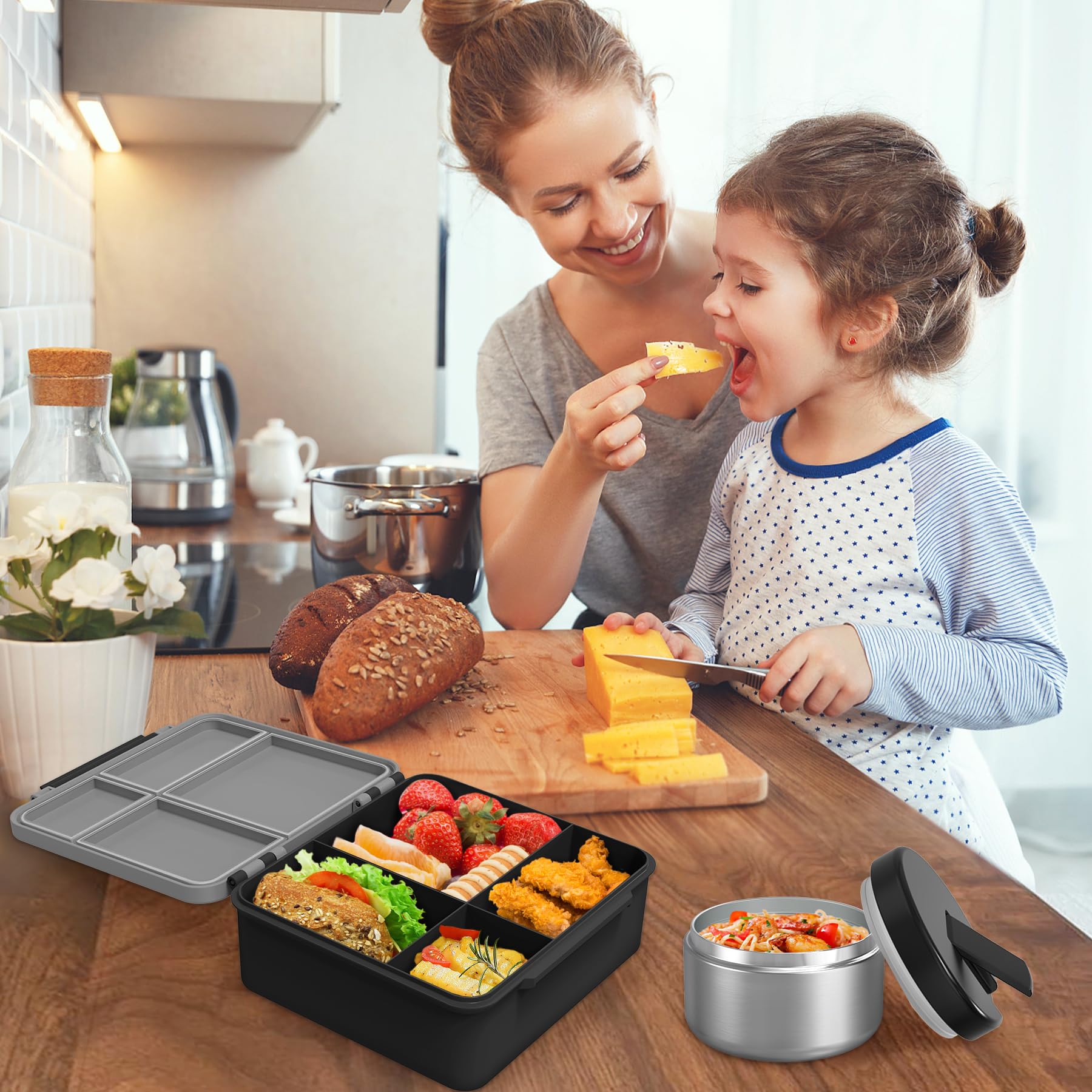 Pawtong grey insulated food jar keeps meals at the right temperature.