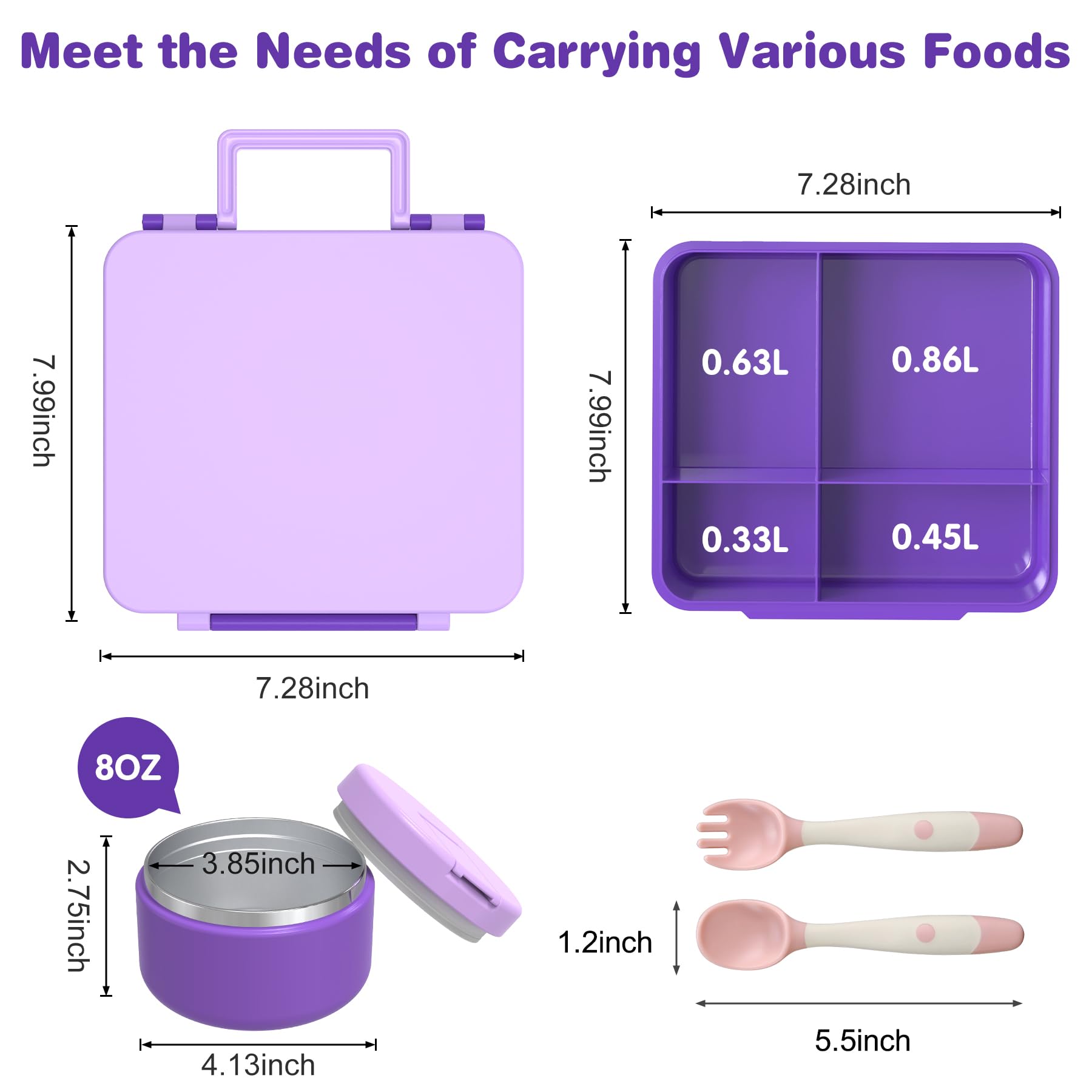 Pawtong insulated food jar with four compartments prevents flavor cross-contamination
