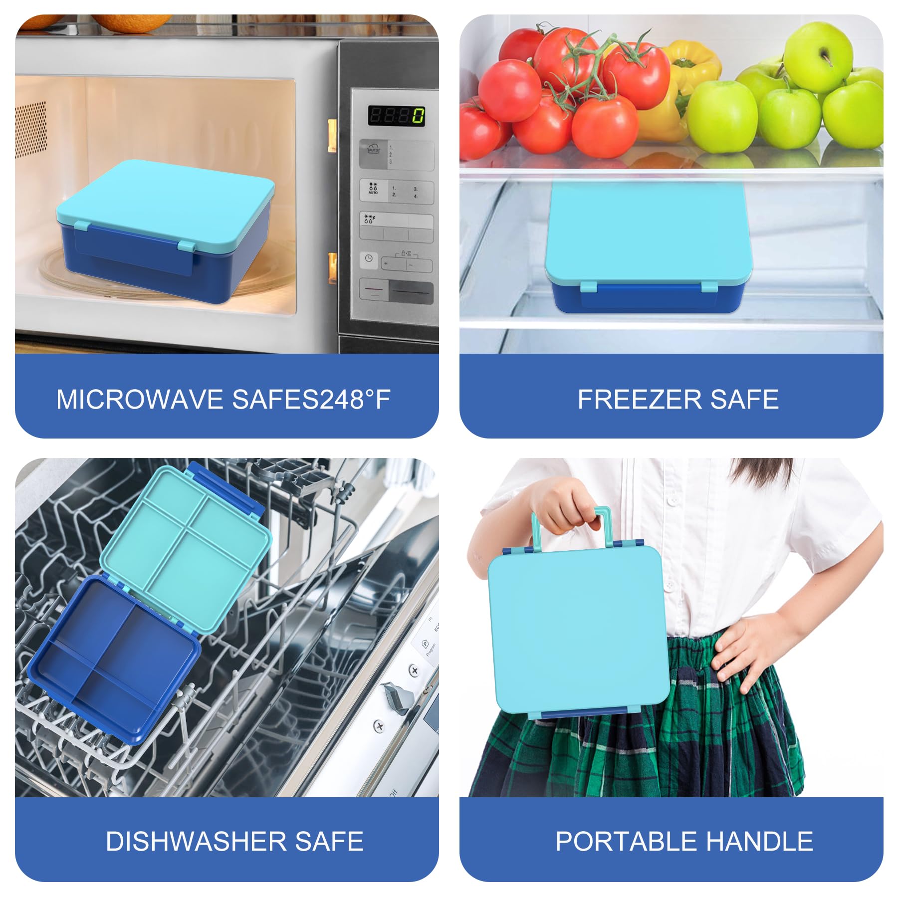 Pawtong blue container is microwave and dishwasher safe for quick cleanup.