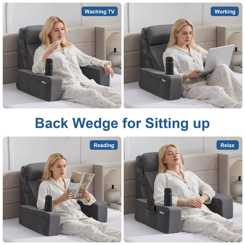 Paxato multiuse backrest pillow enhances comfort on bed, chair, and couch.