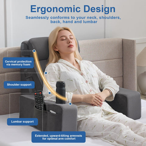 Paxato portable reading pillow with velcro attachments moves easily between spaces.