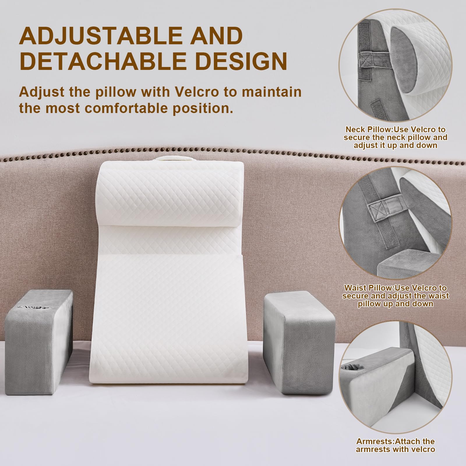 Paxato sit-up backrest pillow with pockets and cupholder keeps essentials within reach.