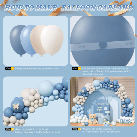 PAXILE macaron blue balloon 18-inch arch adds chic color.