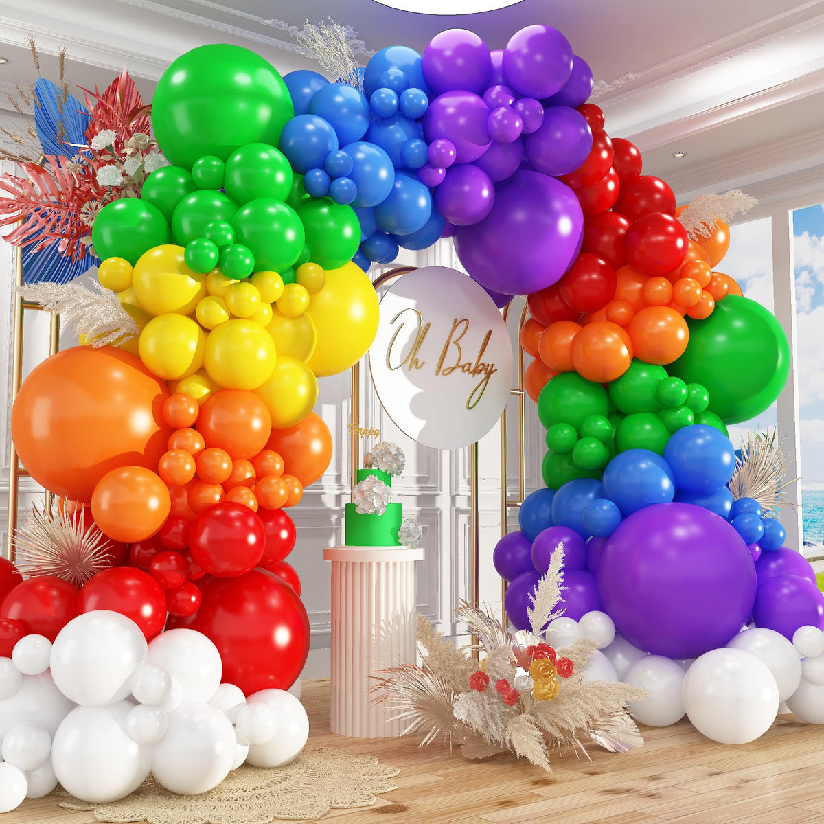 PAXILE rainbow balloons 18in set for bold party arches