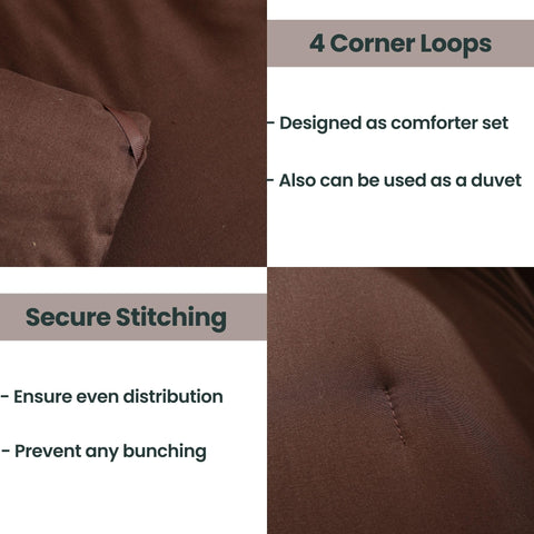 Paxrac Earthy Brown Comforter Queen pillows included showing coordinated pillowcases for complete look.