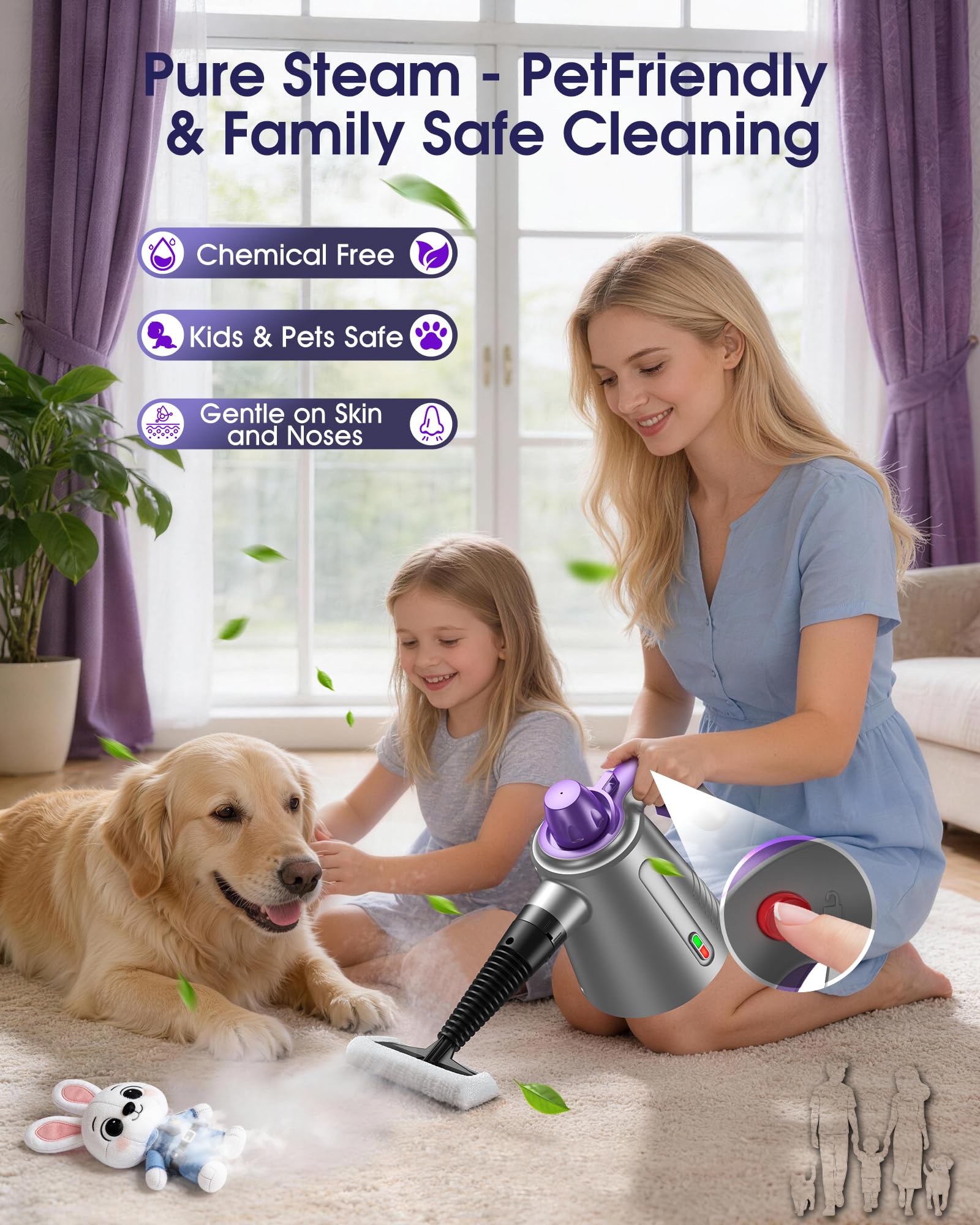 Paxyeet handheld steam cleaner bathroom-glass focus removes soap scum
