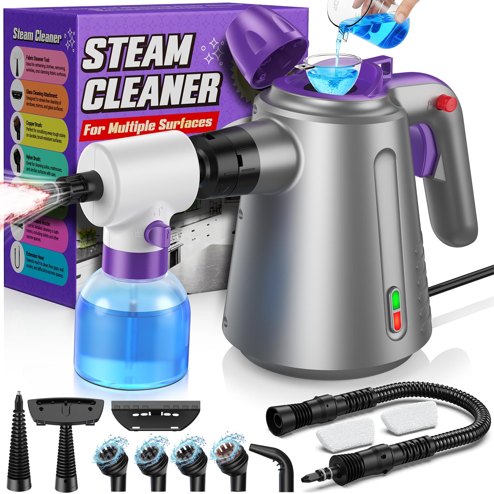 Paxyeet handheld steam cleaner targets kitchen grease with hot steam for deep cleaning