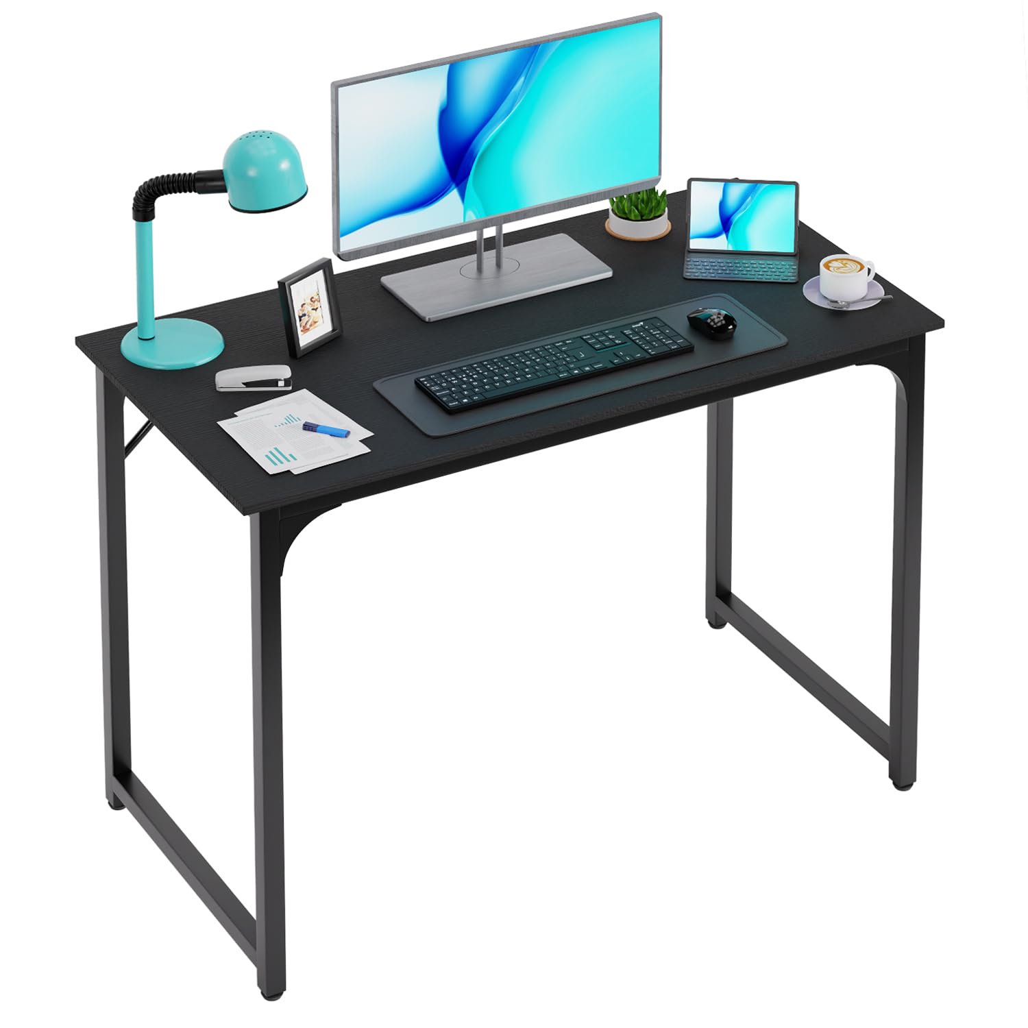 PayLessHere 39-inch computer desk in black with spacious workspace for efficient home office.