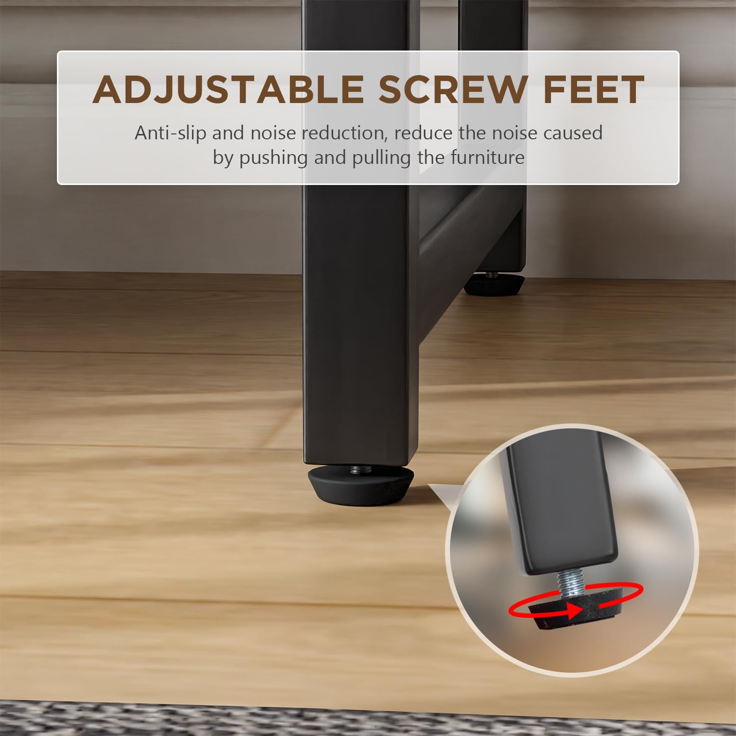 PayLessHere 47-Inch Desk anti-slip feet keeping it stable on floors.