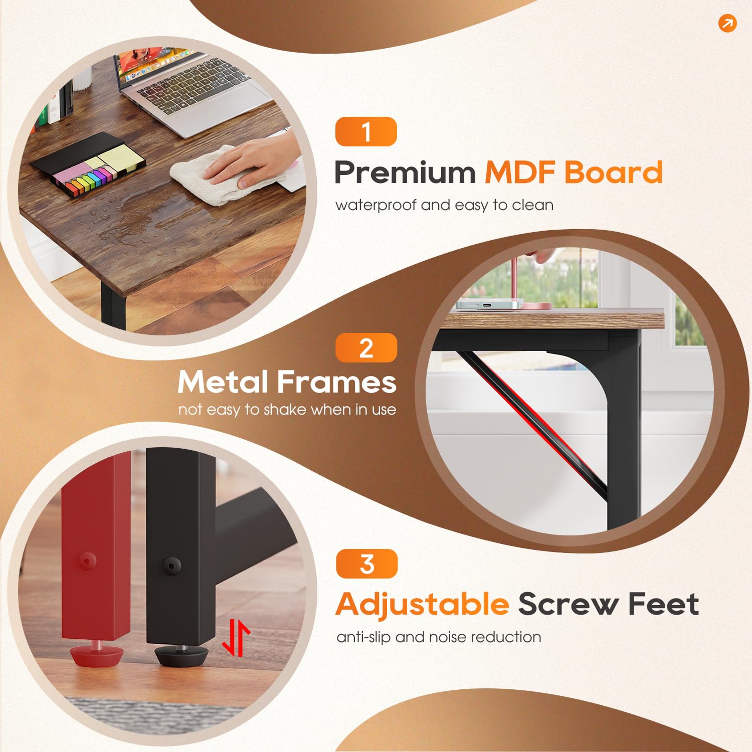 PayLessHere desk’s anti-slip feet keep it steady on any floor.