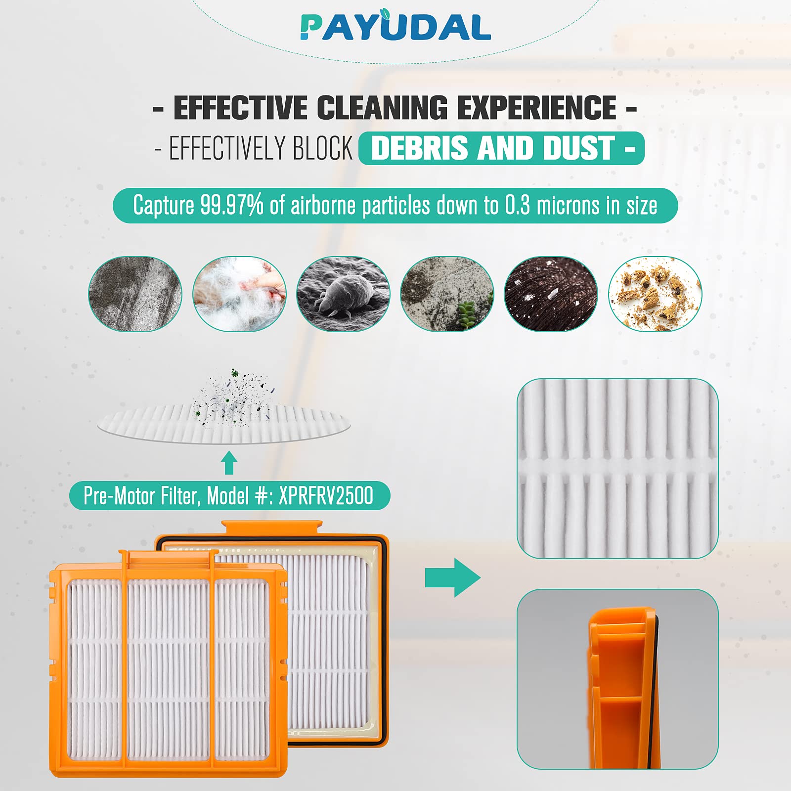 PAYUDAL base pre-motor foam filter adds durability