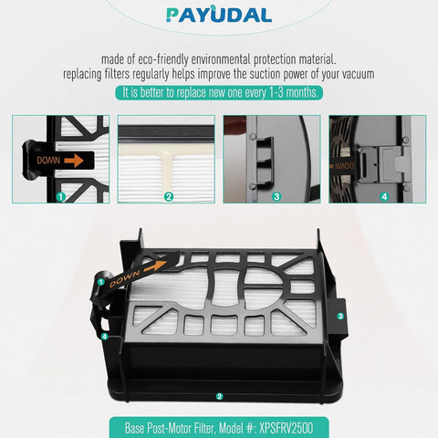 PAYUDAL base pre-motor foam filters capture fine particles and boost filtration