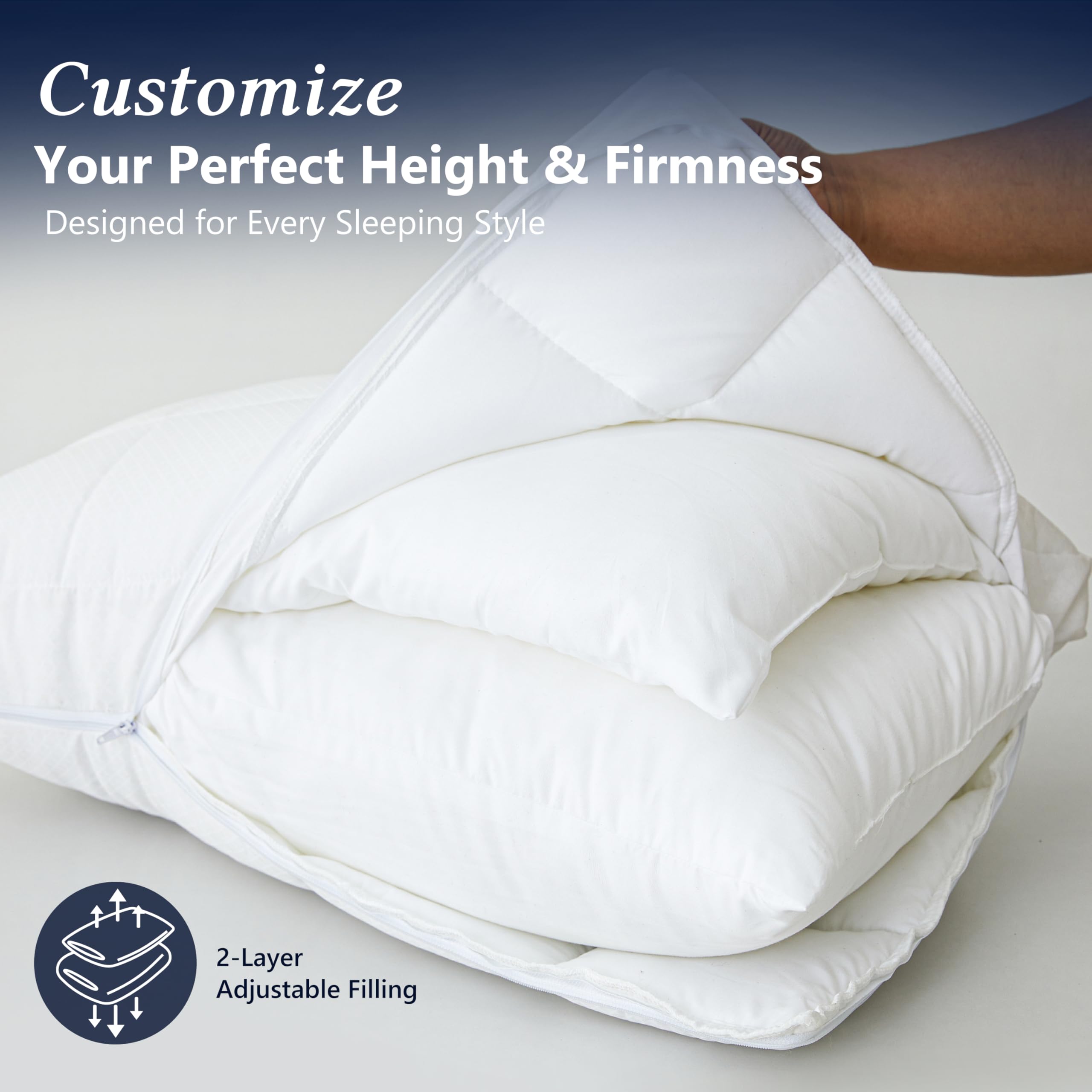 PAZZOIO nanocoil fiber fill pillow adapts to movements with cloud-like support.