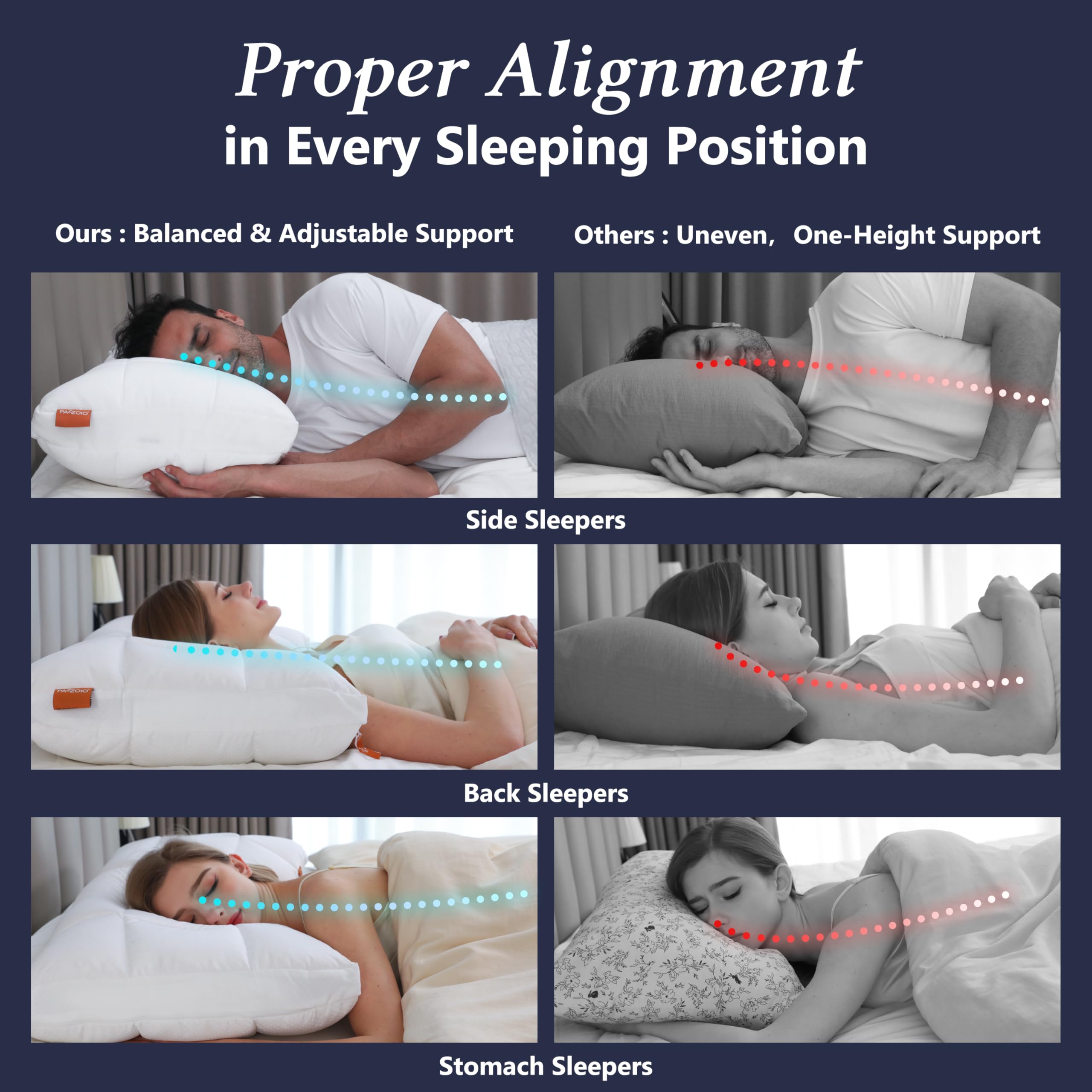 PAZZOIO standard size pillow fits compact beds and guest rooms.