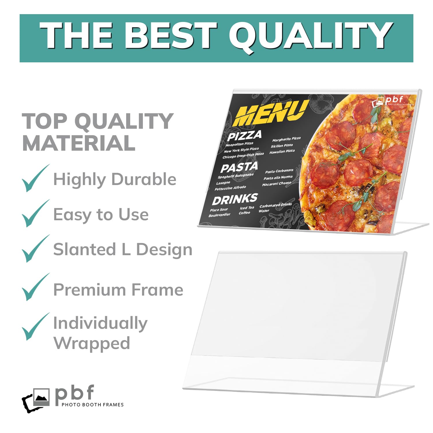 PBF 6x4 clear frame with QR sign option keeps codes legible.