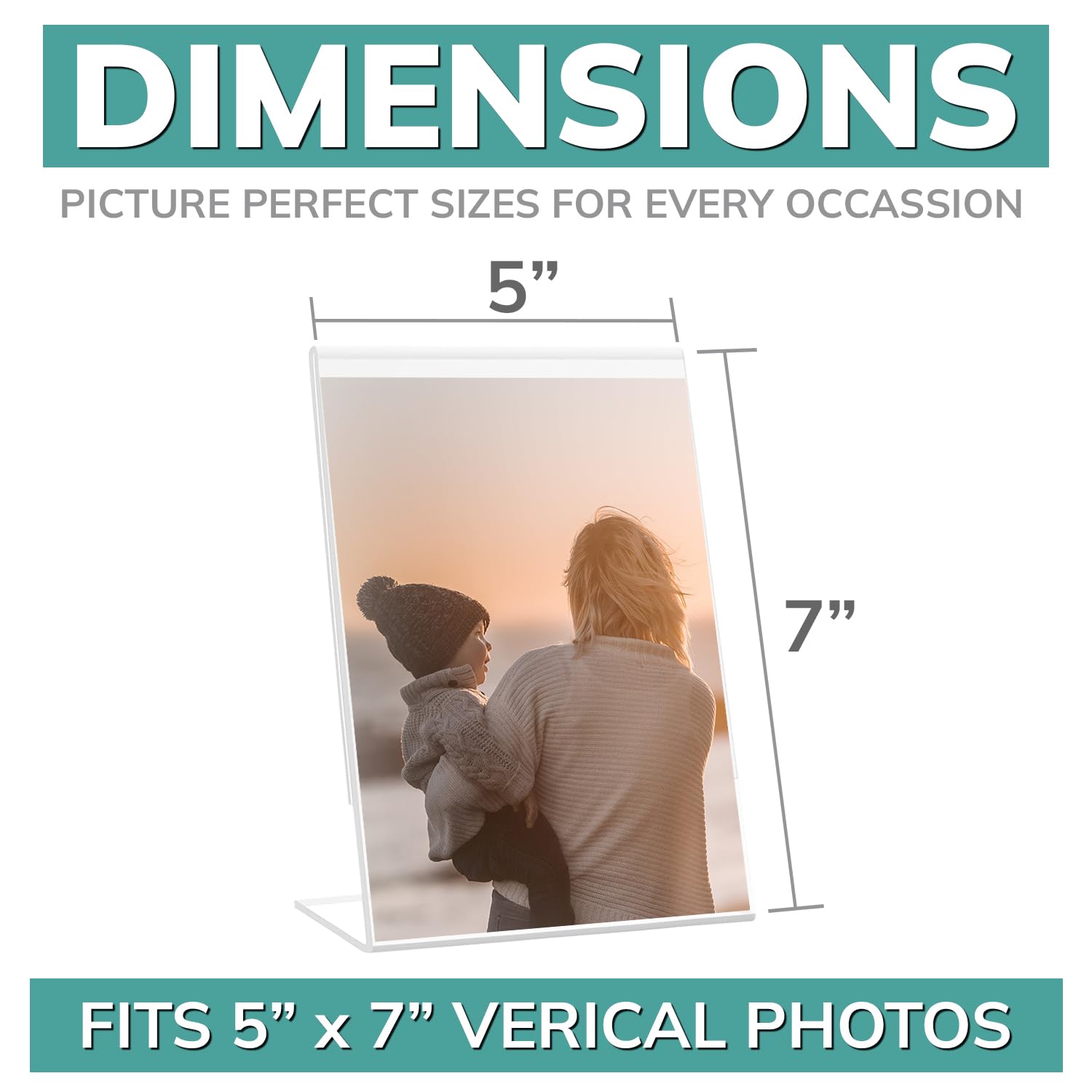 PBF 5x7 acrylic sign holder side view showing vertical compact display