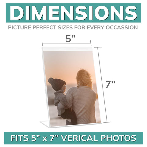 PBF 5x7 acrylic sign holder side view showing vertical compact display
