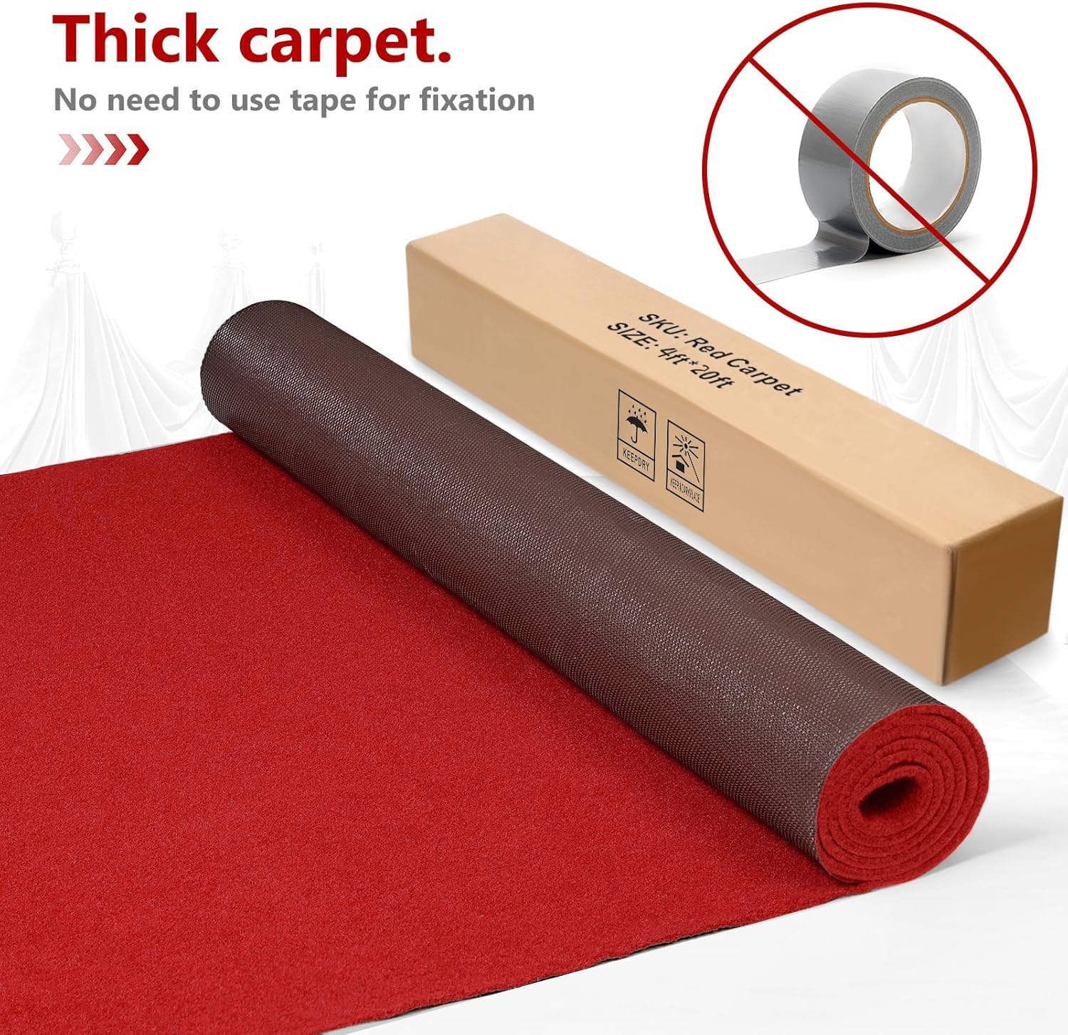 PBHEPJ red carpet 4ft x 20ft back coating, non-slip grip on damp surfaces.