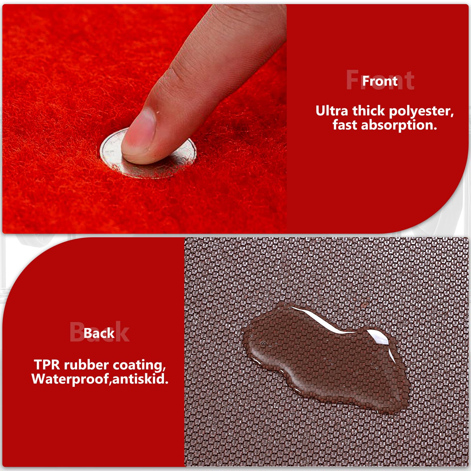 PBHEPJ red carpet runner back detail showing non-slip TPR coating