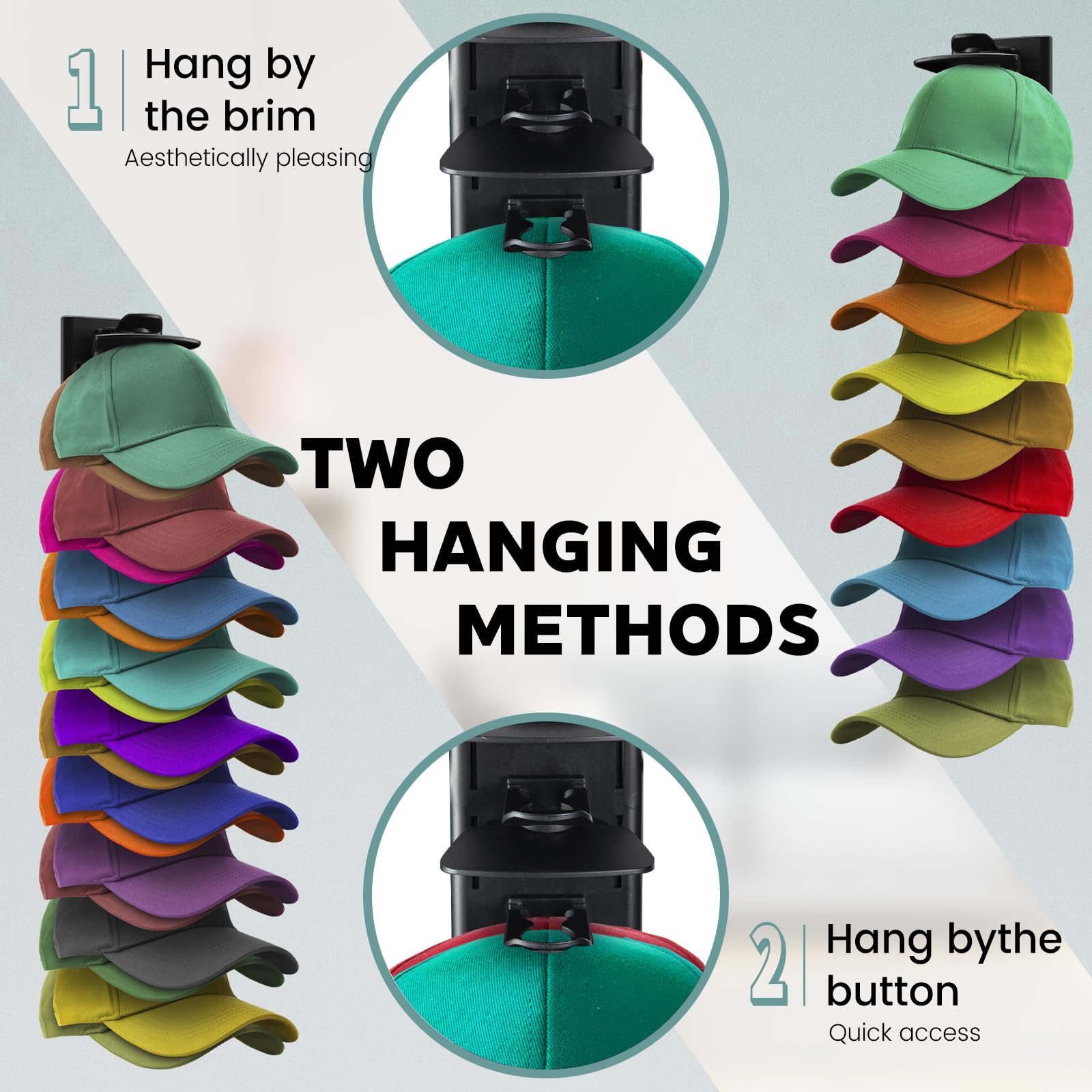 PCEEL auto-lock hat organizer offers easy access and secure placement.