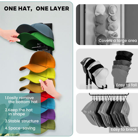 PCEEL thickened ABS material hat rack for strong, sag-free display.