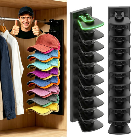 PCEEL upgraded contour hat rack wall mount with 20 clips holds caps neatly.