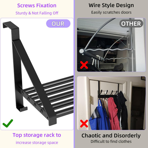 Stainless steel door rack with five rods from PDBADA for solid garment support.