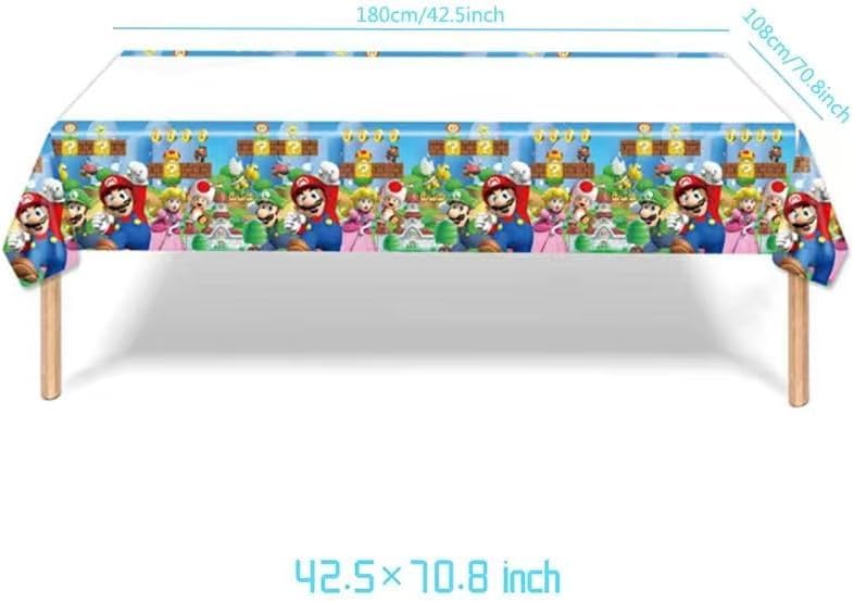 PEACHPUNK Mario tablecloth protects surfaces while tying the theme together.