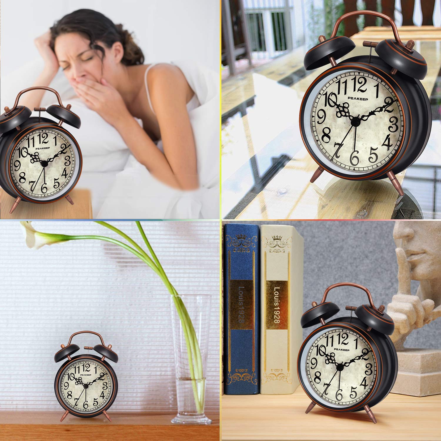 Peakeep alarm clock battery compartment showing easy 1x AA power.