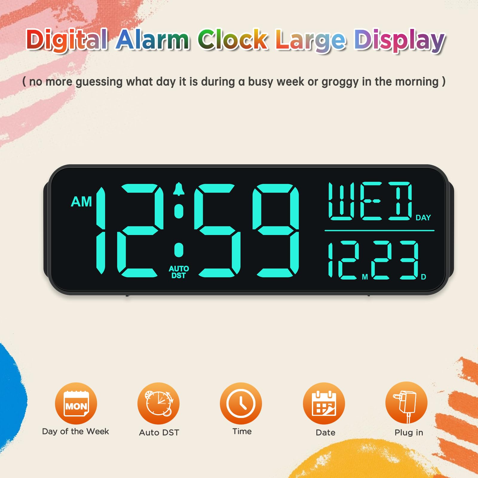 Peakeep clock with eight RGB color options to set mood