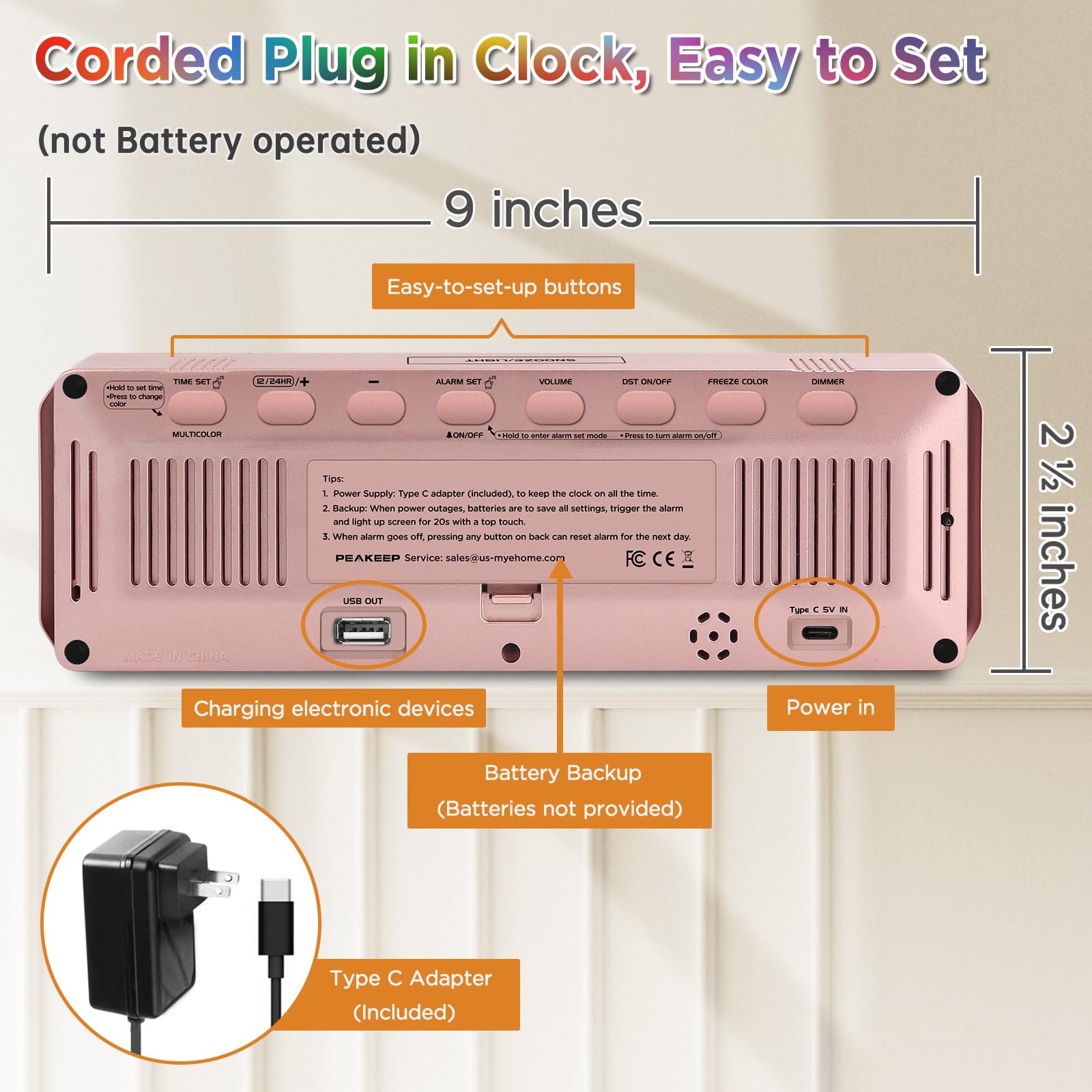 Peakeep large digits offer clear time at a glance even from across the room.
