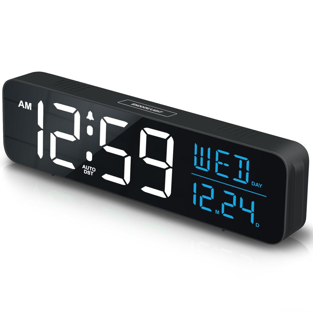 Peakeep large display digital alarm clock, front view, easy-to-read numbers for quick checks.